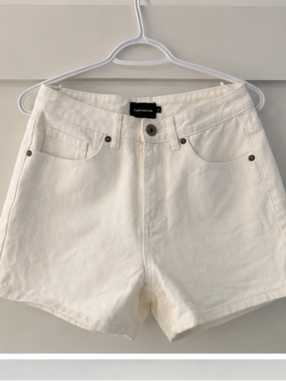 Frank & Oak Cream High-Rise Denim Shorts